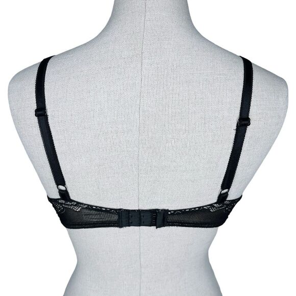 Wacoal Take The Plunge Underwire Bra sz 34B * Lace Unlined Black Beige Sheer - Picture 3 of 6